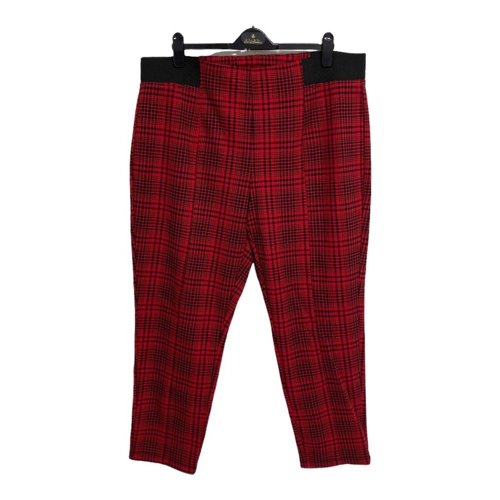 Terra Sky women's Tartan Plaid leggings pants pull on red black size 2X